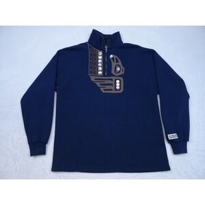 Vintage Lee Heavyweight Sweatshirt Womens Size M Blue J Nicoll Designs Aztec